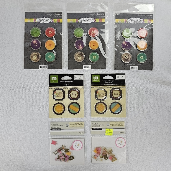 Lot Of Scrapbooking/Planner Accessories - Stickers Epoxy Shapes Button Brads - Picture 2 of 15